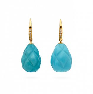 Turquoises and diamonds earrings  Pendientes de turquesas y diamantes