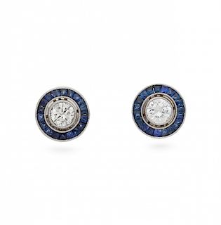 Sapphires and diamonds bird's eye earrings  Pendientes ojo de perdiz de zafiros y diamantes