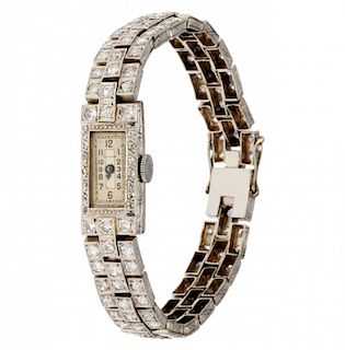 Glycine, Diamonds lady's wristwatch, circa 1940 Glycine, Reloj de pulsera de señora de diamantes, hacia 1940