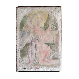 A Painted Fresco with the Angel Gabriel 44" W x 4" D x 64" H