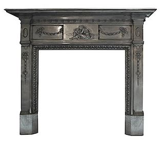 A Cast Iron Fireplace Mantel 60.5" W x 9.25" D x 54.75"H