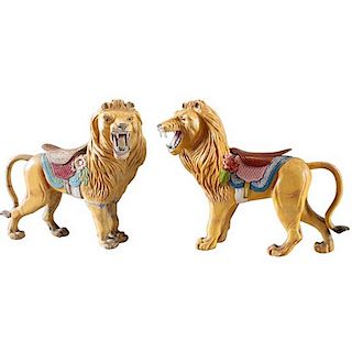 A Pair of Carousel Lions 52" W x 19" D x 44" H