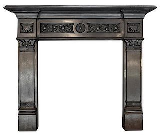 A Cast Iron Fireplace Mantel 58.5" W x 9" D x 53.5" H