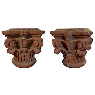 A Pair of Carved Limestone Capitals from the McCarthy Building, Chicago, IL. 19" W x 19" W x 19" H