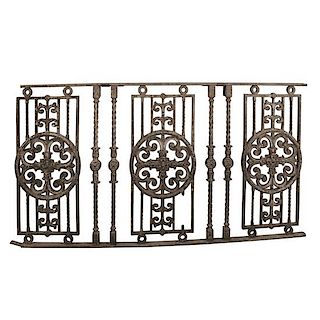 A Cast Iron Balcony Railing from the Sheridan Theater 55.5" W x 2.5" D x 30" H