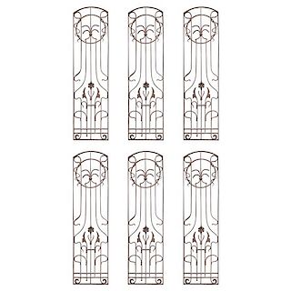 A Set of Six Wrought Iron Panels 23.5" W x .75" D x 89.5" H