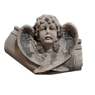 A Carved Limestone Angel from a Chicago, IL. Church 34" W x 17" D X 23" H