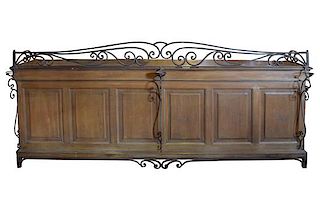 A Wrought Iron and Wood Shop Counter 118" W x 29" D x 52" H