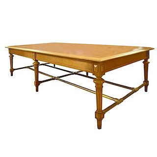 An Oak and Brass Table from the Bank of France 118" W x 59" D x 32" H