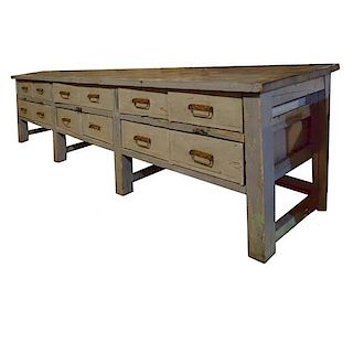 A Twelve Drawer Console from the Moto Guzzi Factory 137.5" W x 31.5" D x 36" H