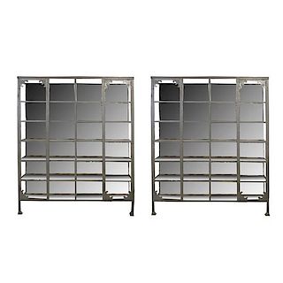 A Pair of Glass and Steel Showcases from the University of Buenos Aires 78.5" W x 15.5" D x 95" H