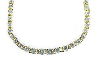 Estate 18K Gold 9.65 TCW Diamond Tennis Necklace