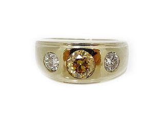 Unique 14K Fancy Yellowish Orange Diamond Ring
