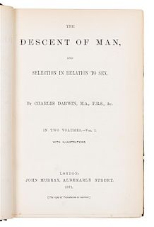 * DARWIN, Charles (1809-1882). The Descent of Man and Selection in Relation to Sex. London: John Murray, 1871.