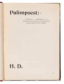 DOOLITTLE, Hilda ("H. D.") (1886-1961). Palimpsest. Boston and New York: Houghton Mifflin Company, 1926.