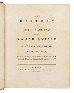 * GIBBON, Edward (1737-1794). History of the Decline and Fall of the Roman Empire, Volume the First [-Sixth]. London, 1776-1778.
