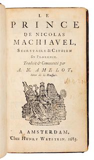 * MACHIAVELLI, Niccolo (1469-1527). Le Prince. Amsterdam: Henry Wetstein, 1683.