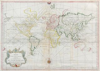 * BELLIN, Jacques Nicholas (1703-1772). Essay d'une Carte Reduite, Contenant les Parties Connuees du Globe Terrestre. Paris, 174
