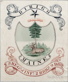 Maine Militia Regiment Flag Fragment