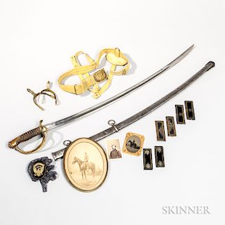 Sword Belt, Saber, Images, and Embroidered Officer's Shoulder Straps Worn by James Lyman Van Buren