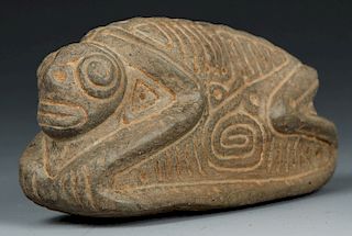 Taino Stone Frog Man Cemi Stamp (1000-1500 CE)