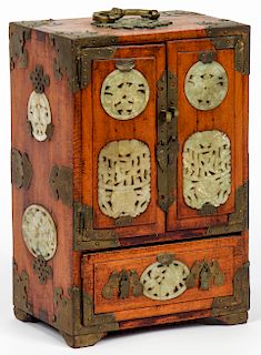 Antique Chinese Hardwood Jewelry Box