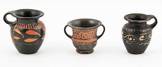 3 Apulian Blackware Vessels