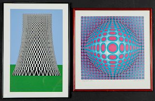 Victor Vasarely (1906-1997) Two Signed Lithographs