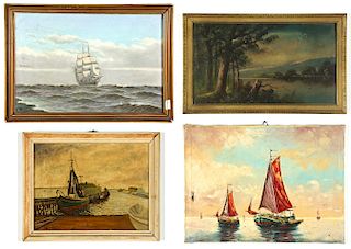 4 European School Seascape Paintings