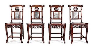 A Set of Four Chinese Side Chairs, Height 34 1/4 inches.