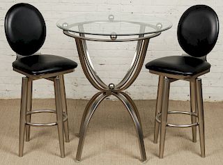 Modern Glass Top Bistro Table and 2 Chairs