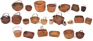 Estate Collection of 24 Antique American Baskets