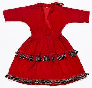 Old Native American Woman's Red Jingle Dress