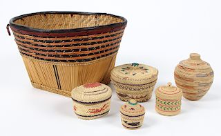 Collection of 6 Ethnographic Baskets, Various Origins