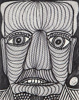 Ted Gordon (b.1924) Portrait, ink drawing on paper