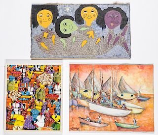 3 Painting by Various Haitian  (20th c.) Artists