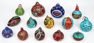 Collection of 14 Vintage Hand Painted Festive Gourds