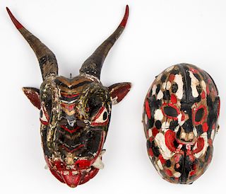 2 Mexican (20th c.) Dance Masks