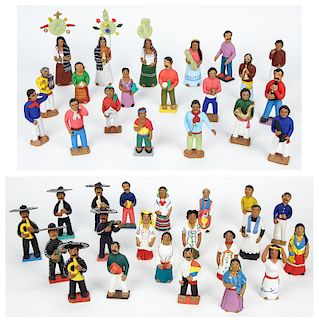 Josefina and Irene Aguilar (Mexican/Oaxaca, 20th c.) Large Group of Painted Clay Figures