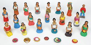 Josefina Aguilar (Mexican/Oaxaca, 20th c.) Group of Painted Clay Figures