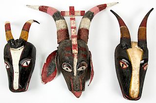 3 Vintage Mexican Dance Masks: Oaxaca/Michoacan