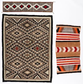 3 Navajo Rugs, Early 20th C
