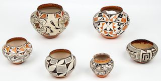 6 Acoma Pottery Bowls, New Mexico
