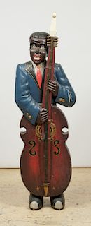 Vintage Carved and Painted Wood Sculpture of a Blues Musician