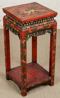 Tibetan or Mongolian Polychrome Decorated Wood Side Table