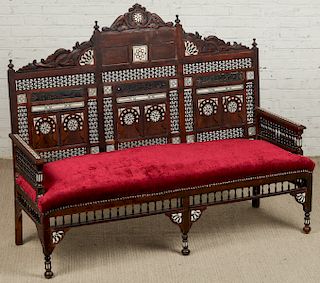 Syrian Wood and Inlay Sofa, Early 20th C