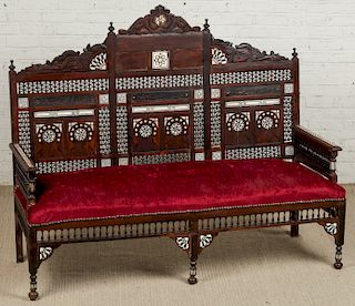 Syrian Wood and Inlay Sofa, Early 20th C