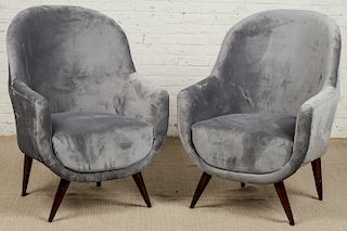 Pair of Vintage Modern Upholstered Armchairs