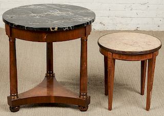 2 Continental Marble Top Side Tables