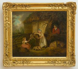 ATTRIBUTED TO AUGUSTUS WALL CALLCOTT (1779-1844): LANDSCAPE WITH MOTHER AND CHILDREN